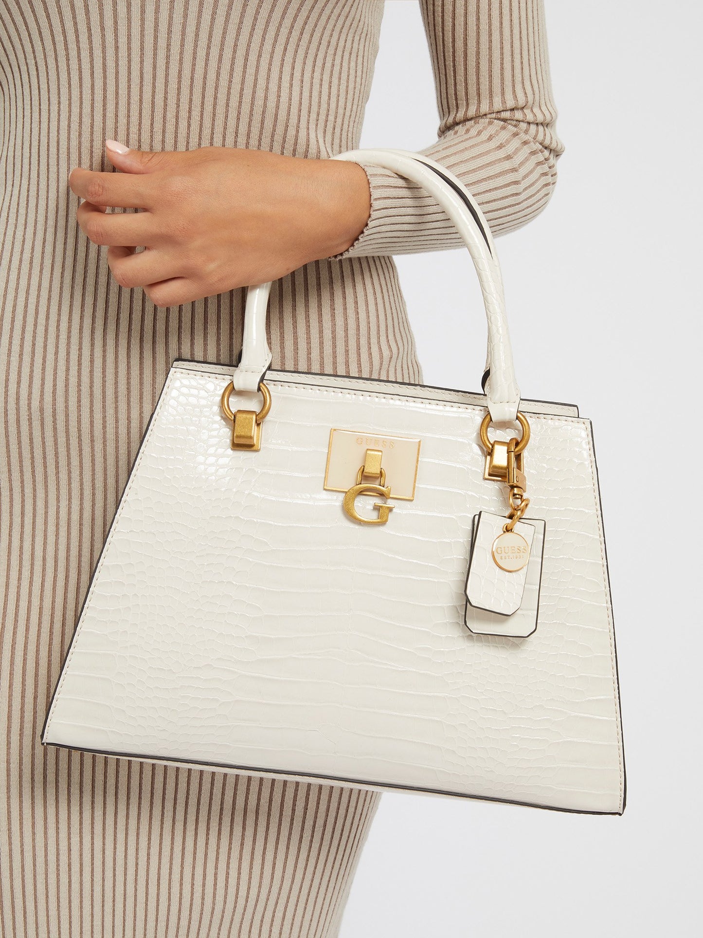 STEPHI CROC PRINT HANDBAG