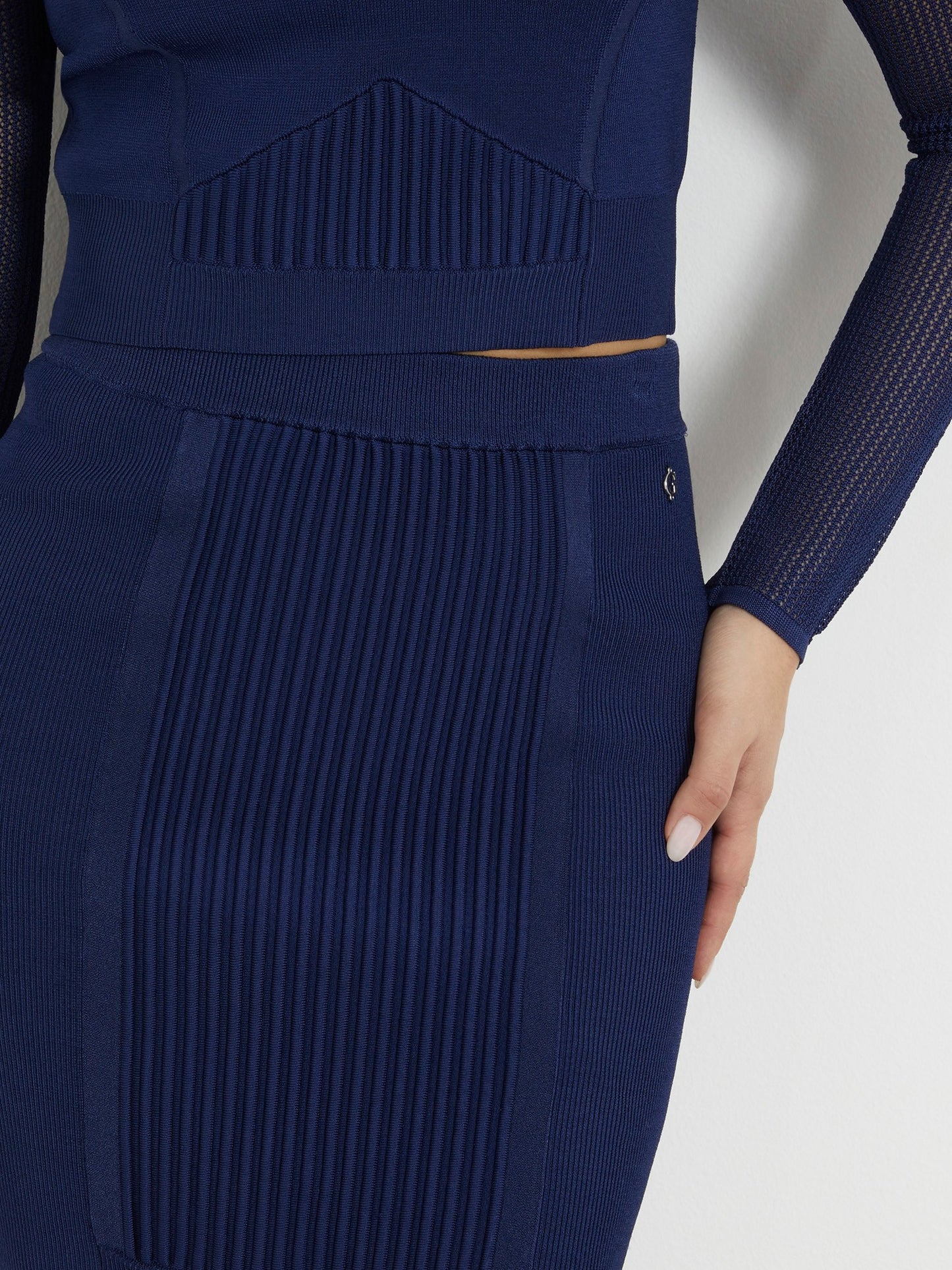 Rib knit sweater mini skirt