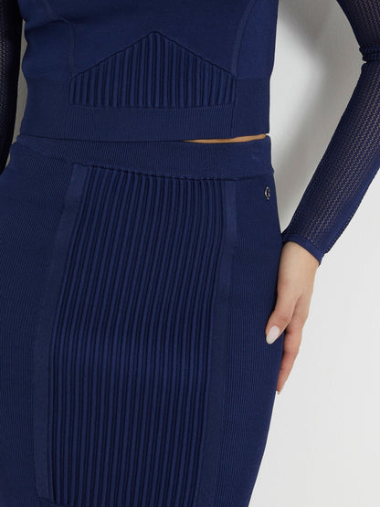 Rib knit sweater mini skirt