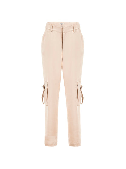 Mid rise satin cargo pant