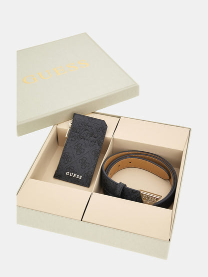 4G logo belt and card case box set