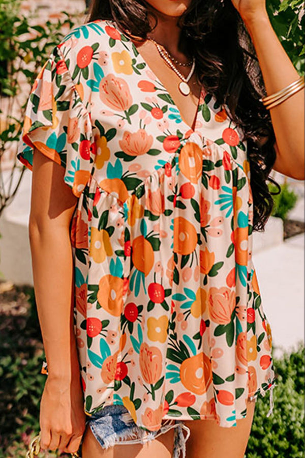 Spring Into Summer V- Neck Blouse