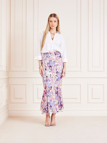 Marciano paisley lurex print long skirt