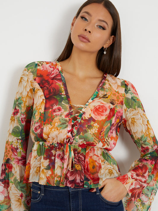 Crinkle chiffon blouse
