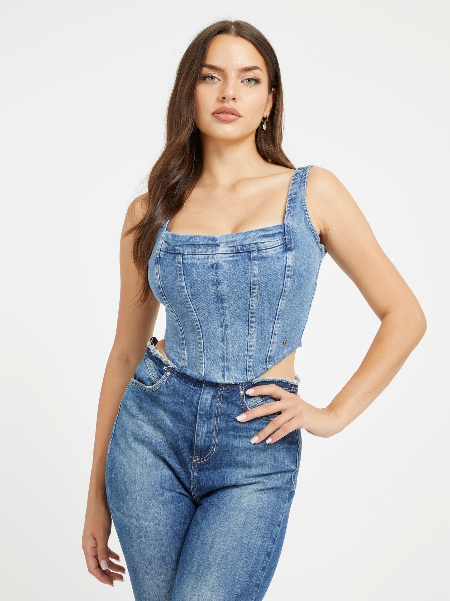 Denim bustier top