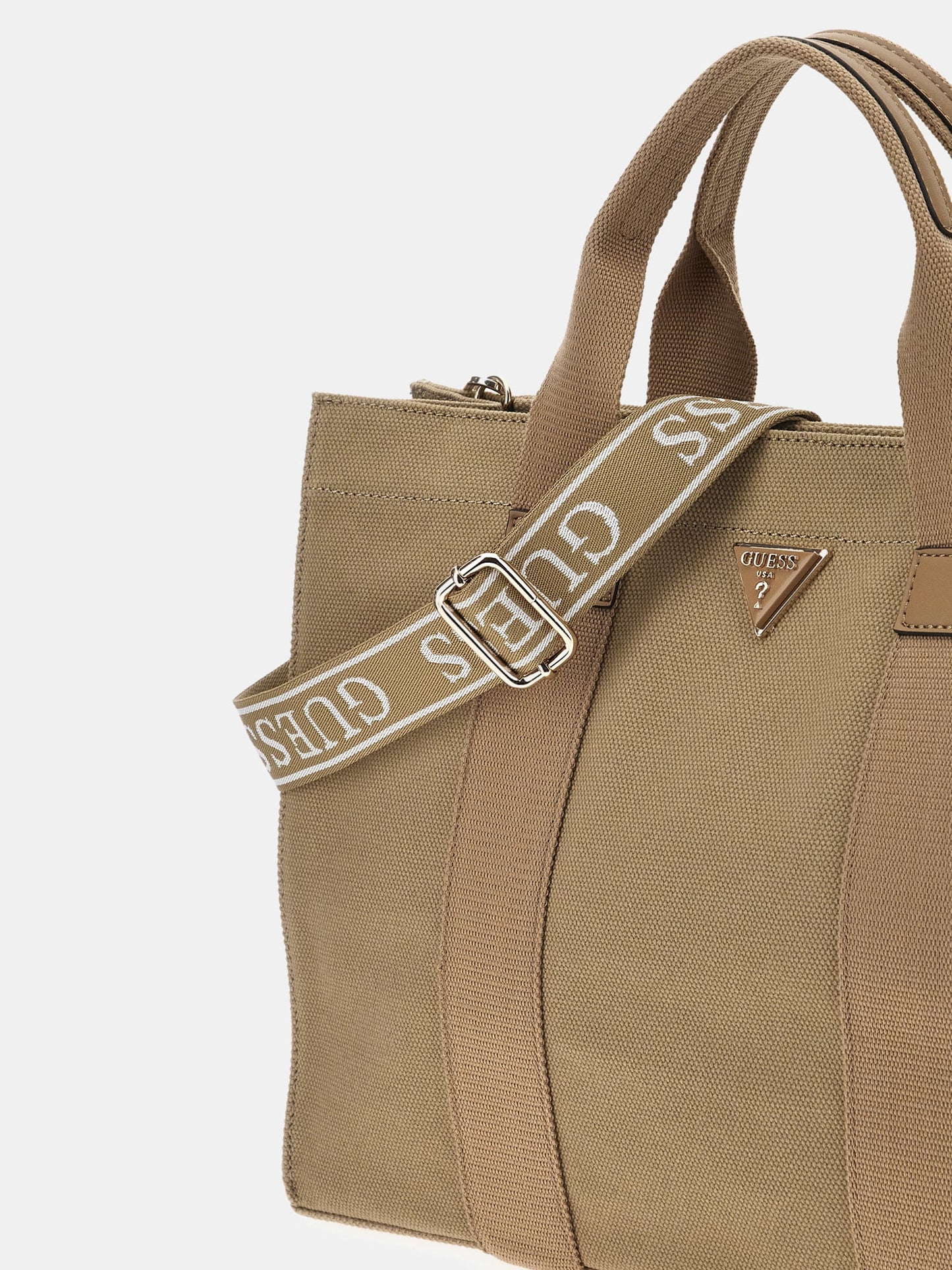 Canvas shopper with logo shoulder strap