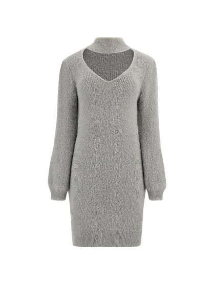 Fuzzy sweater mini dress