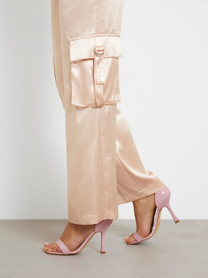 Mid rise satin cargo pant
