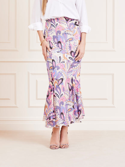 Marciano paisley lurex print long skirt