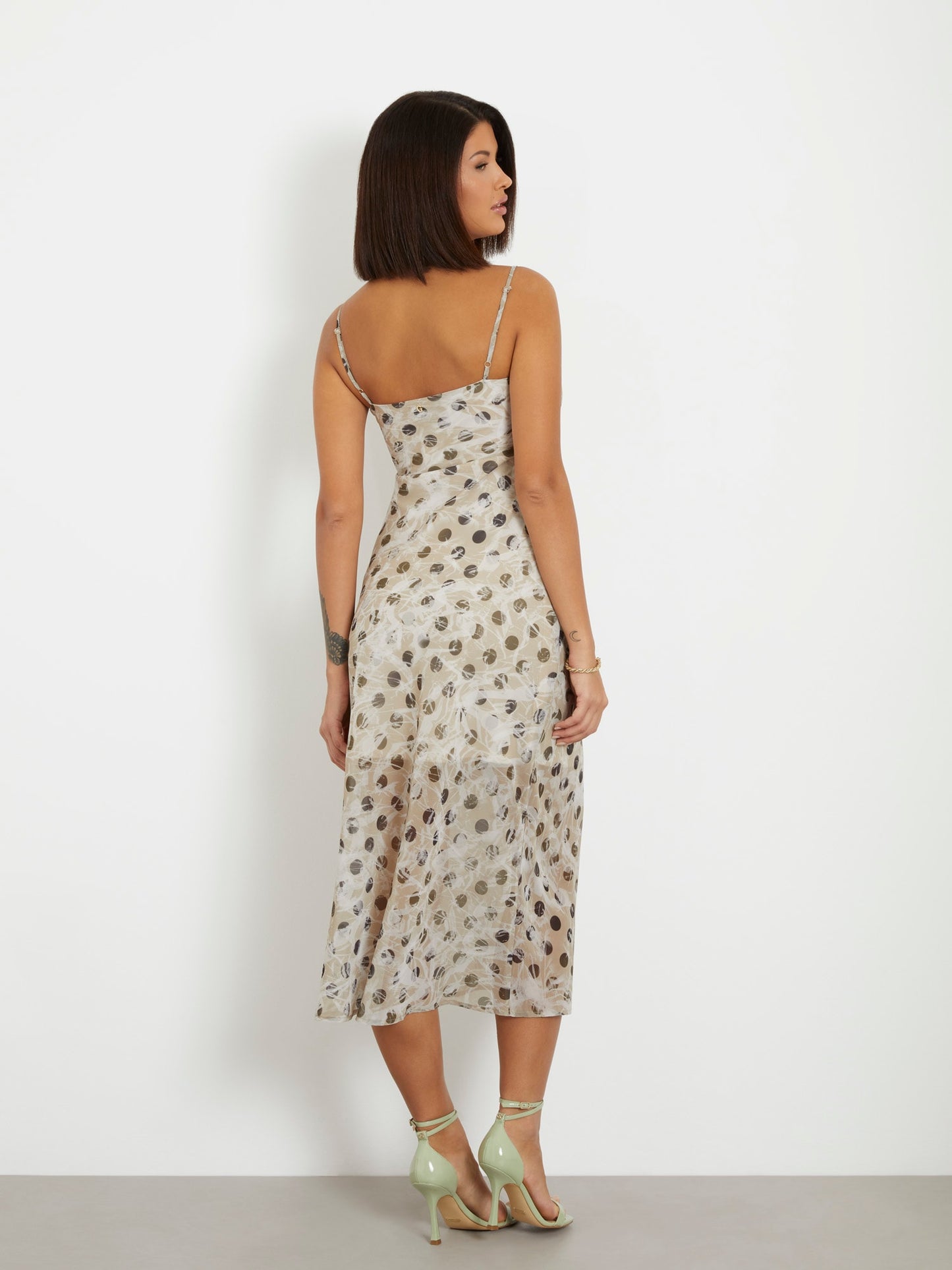 Polka dots long slip dress