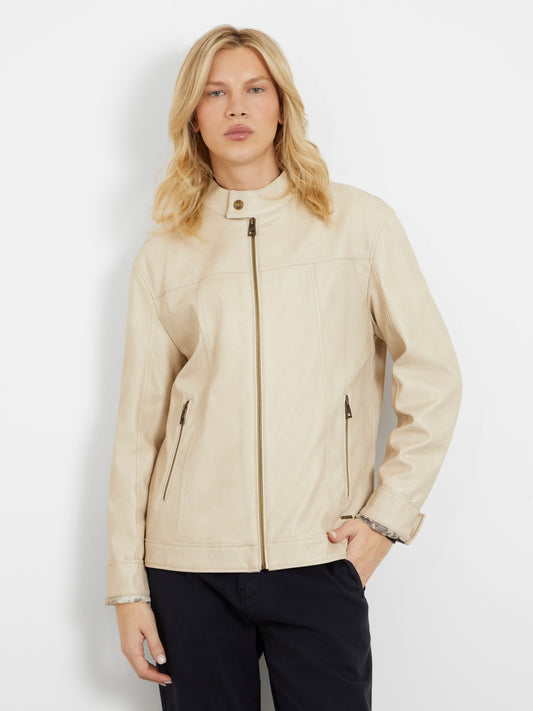 Faux leather biker