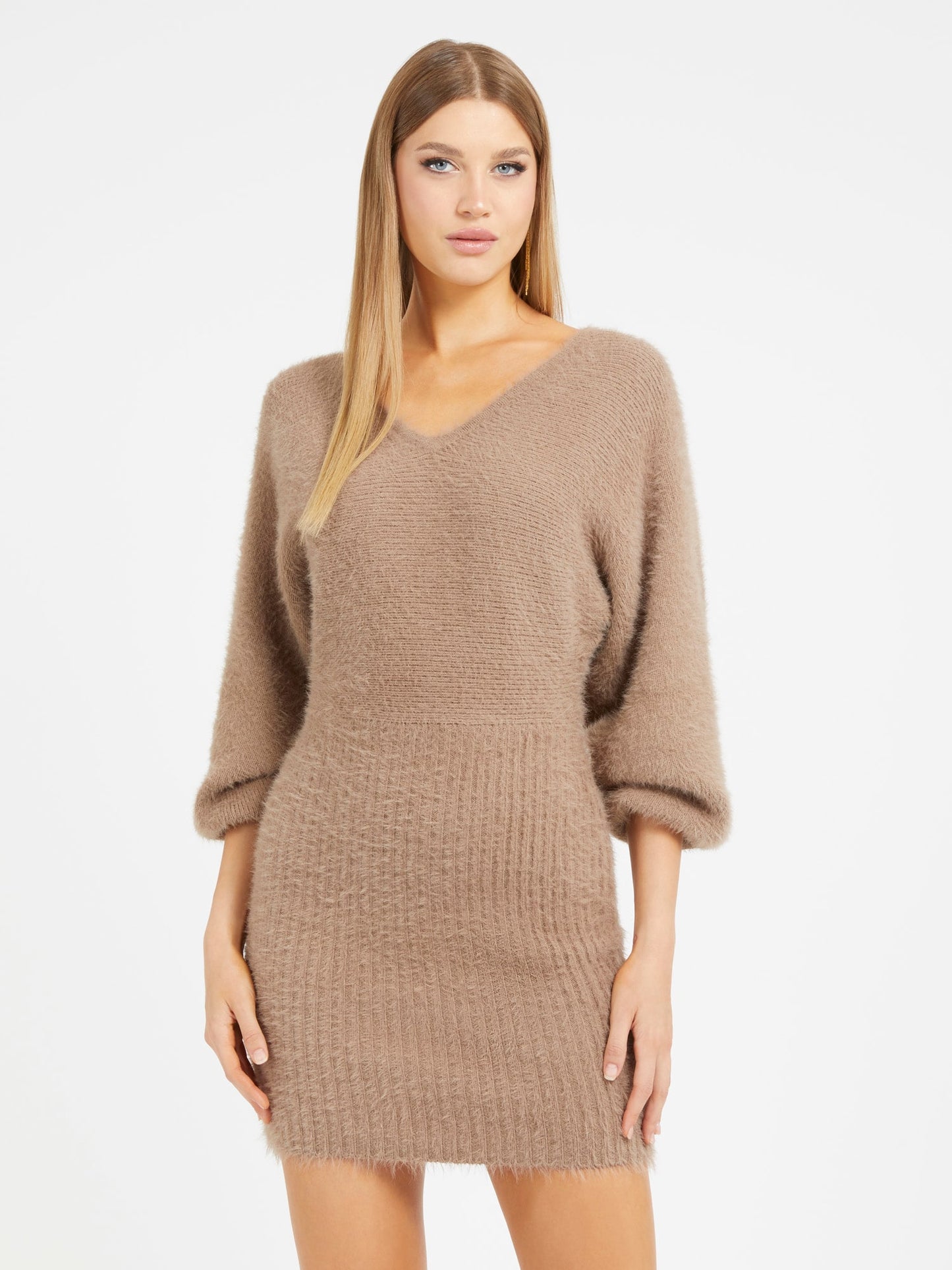 Fuzzy sweater midi dress