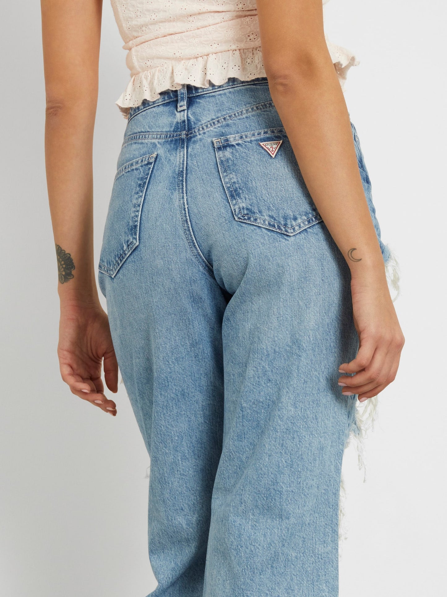 Relaxed denim pant abrasions