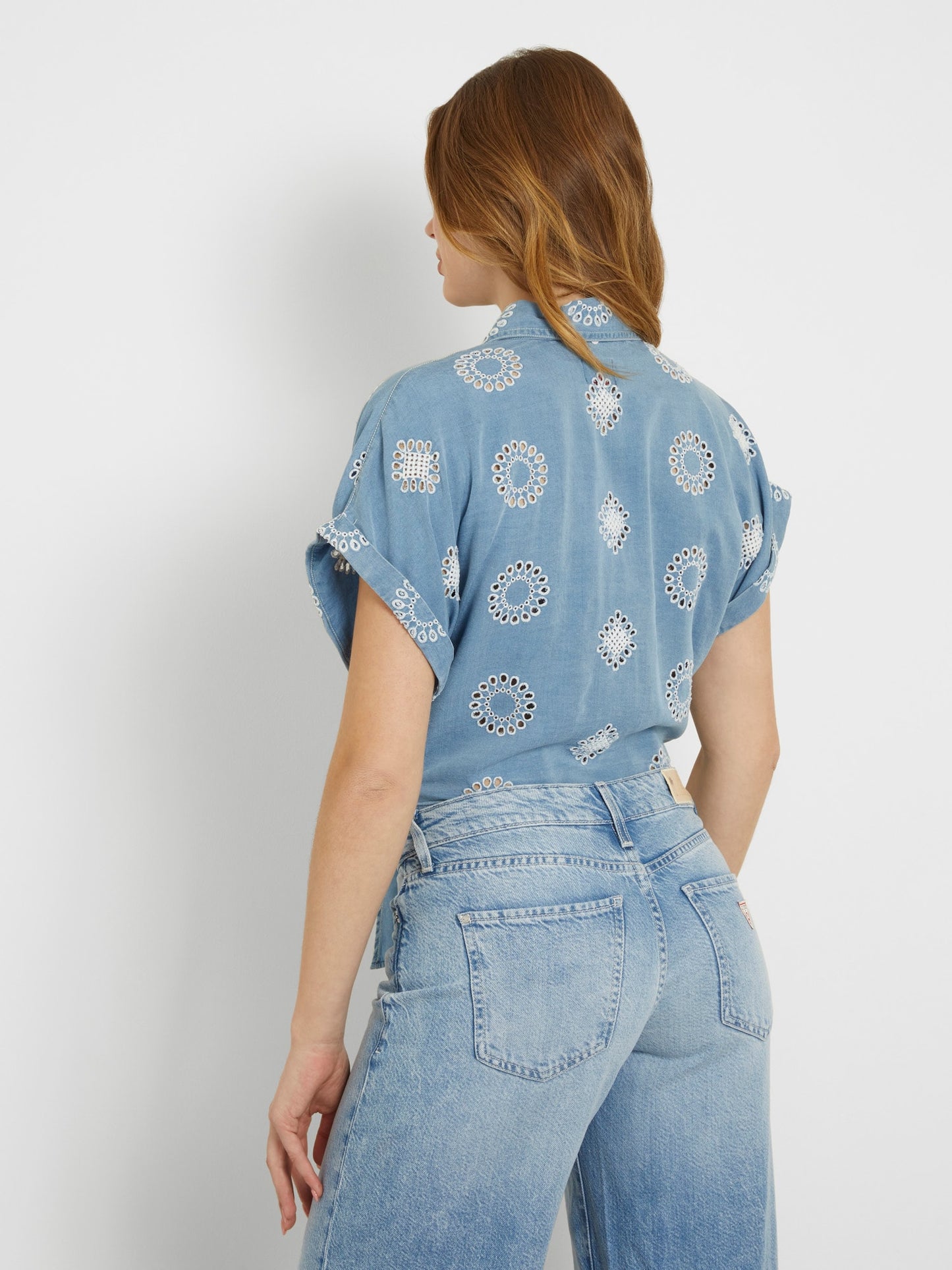 Embroidered denim shirt