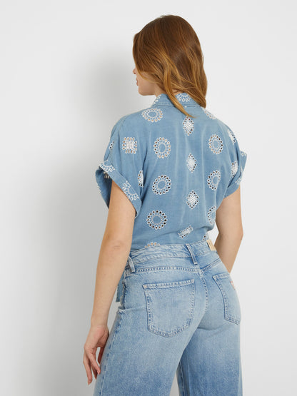 Embroidered denim shirt