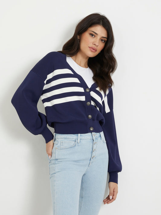 Logo embroidery cardigan