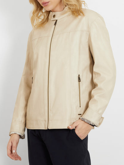 Faux leather biker