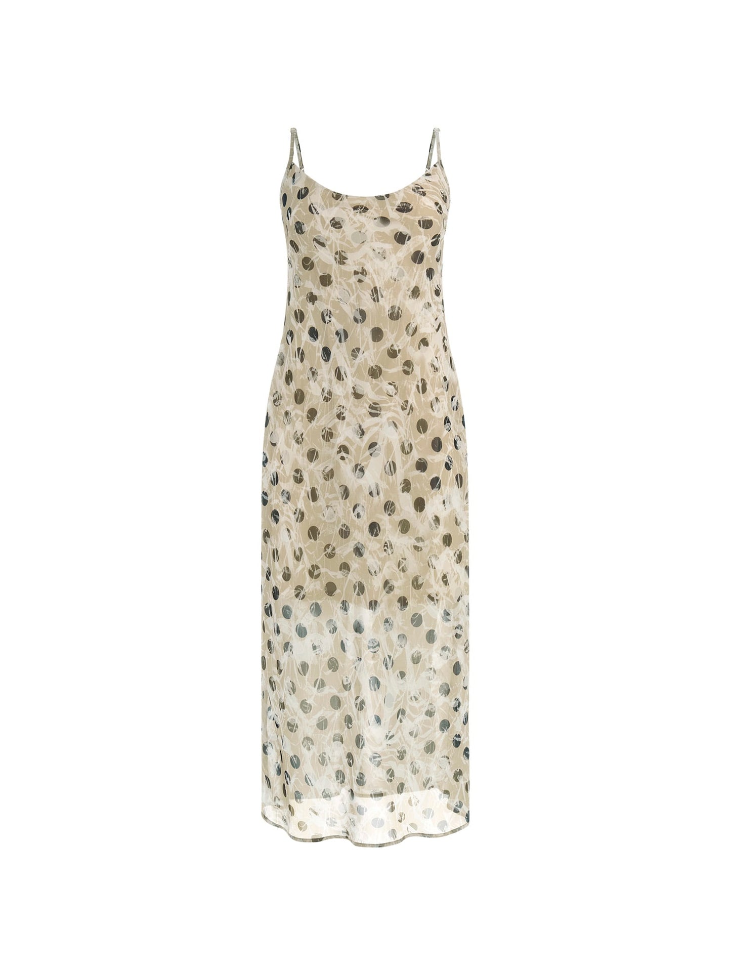 Polka dots long slip dress