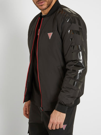 Sleeve logo print bomber