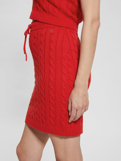 Rib knit sweater mini skirt
