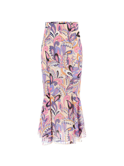 Marciano paisley lurex print long skirt