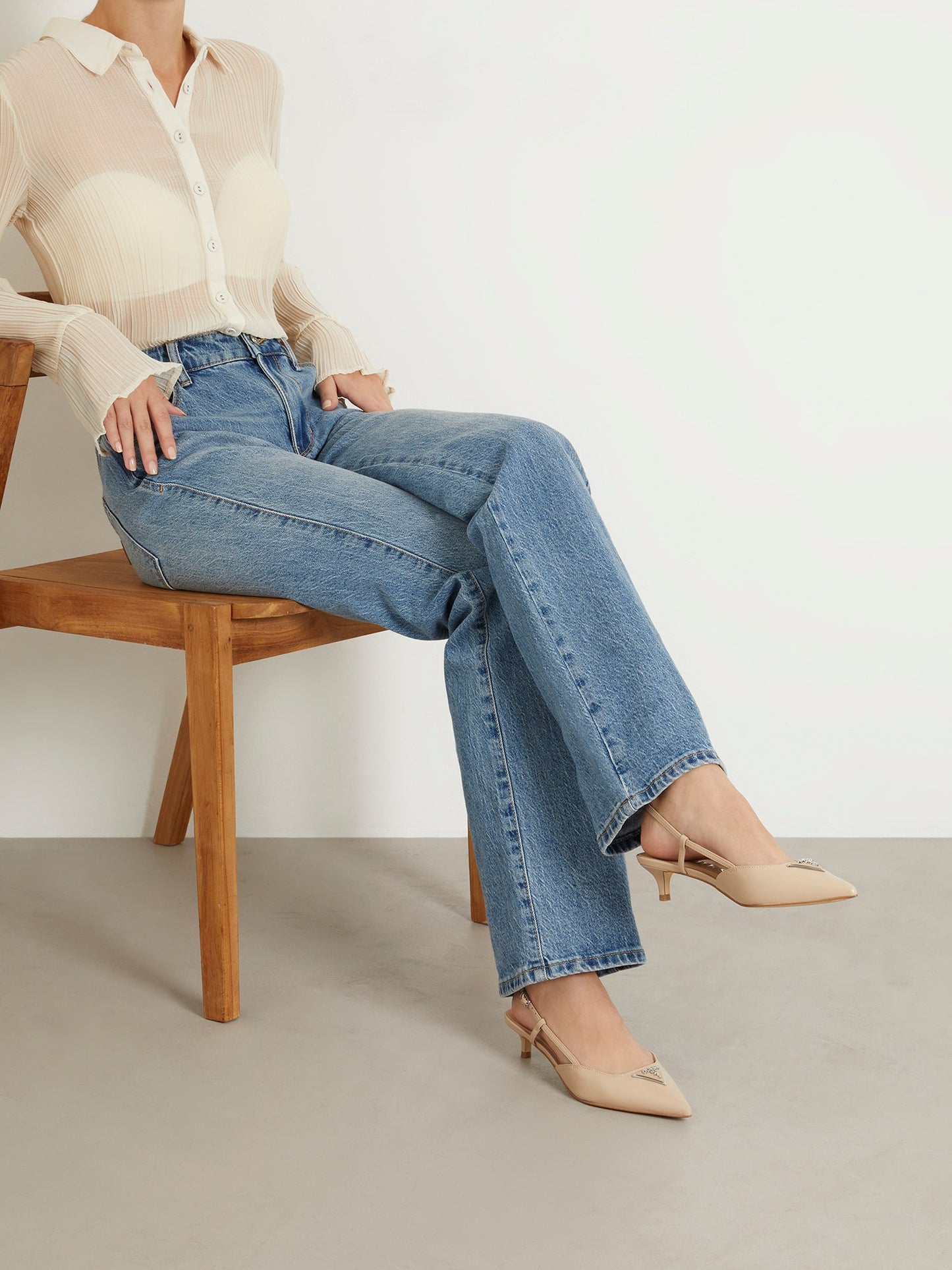 Jesson genuine leather slingbacks