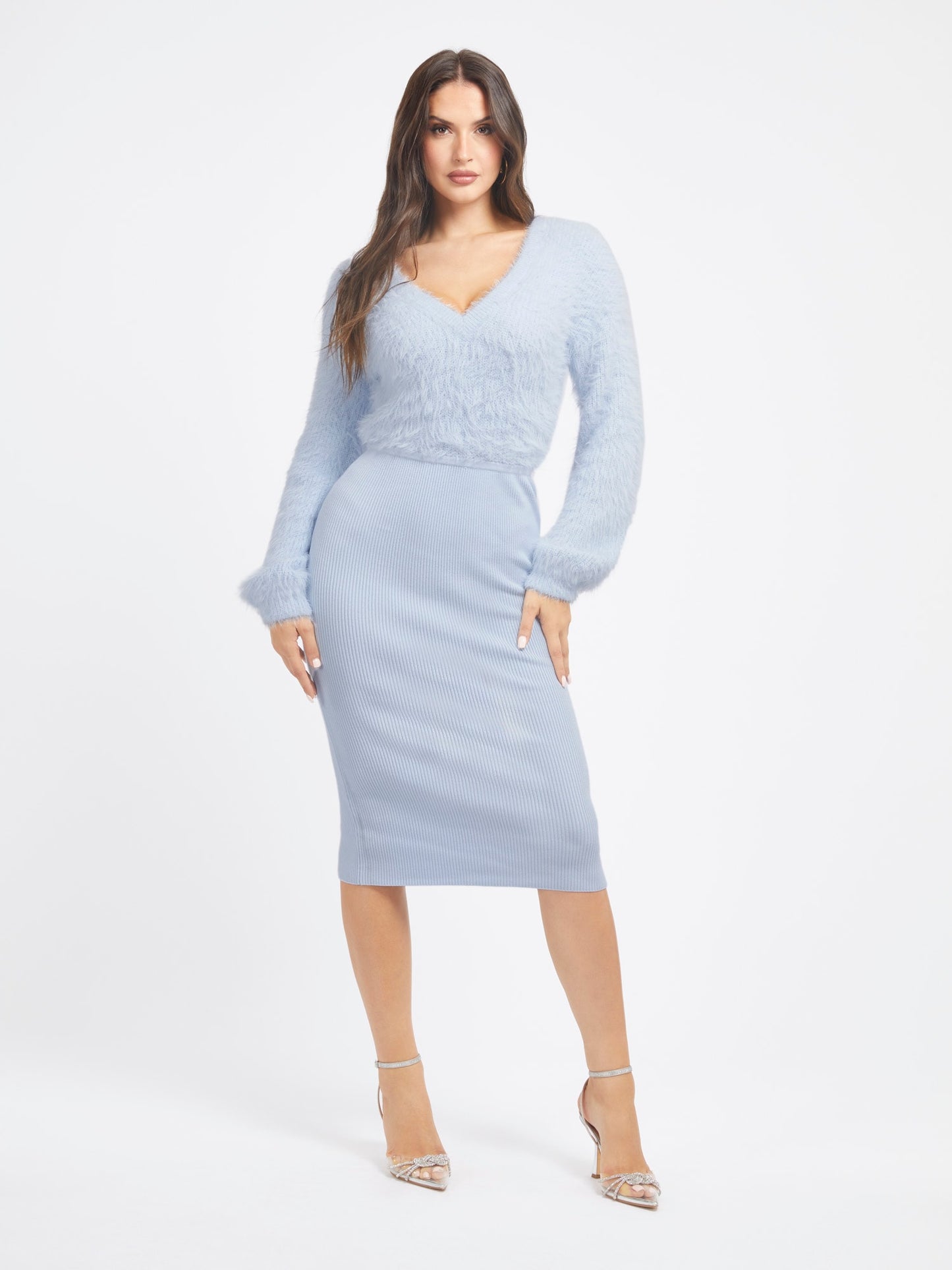 Fuzzy sweater midi dress