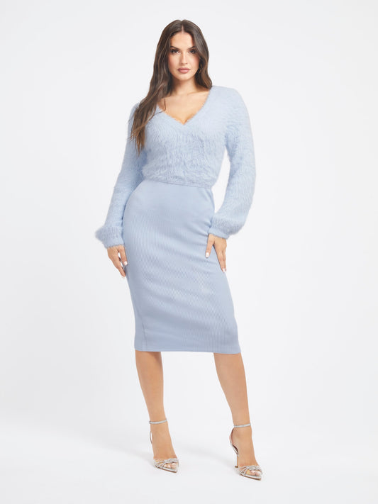 Fuzzy sweater midi dress