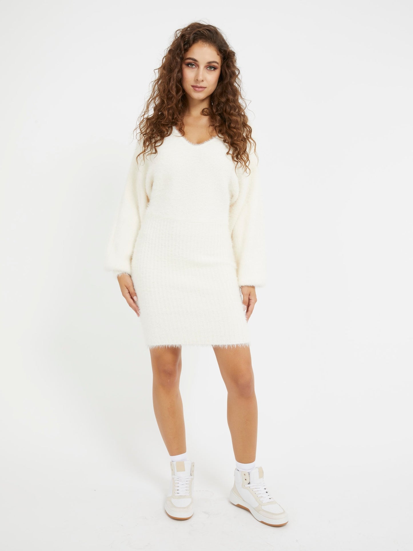 Fuzzy sweater midi dress