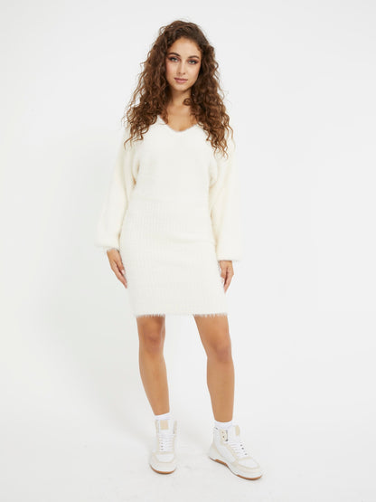 Fuzzy sweater midi dress