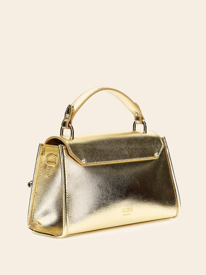 Iris laminated genuine leather handbag