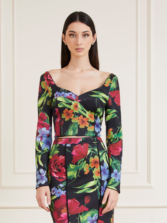 Marciano all over print scuba corset