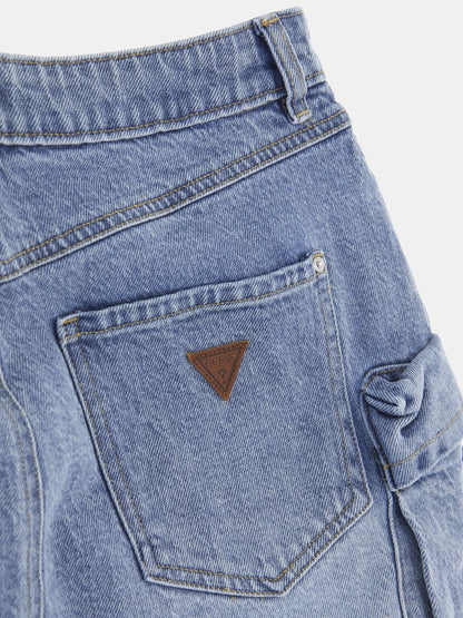 Cargo denim mini skirt