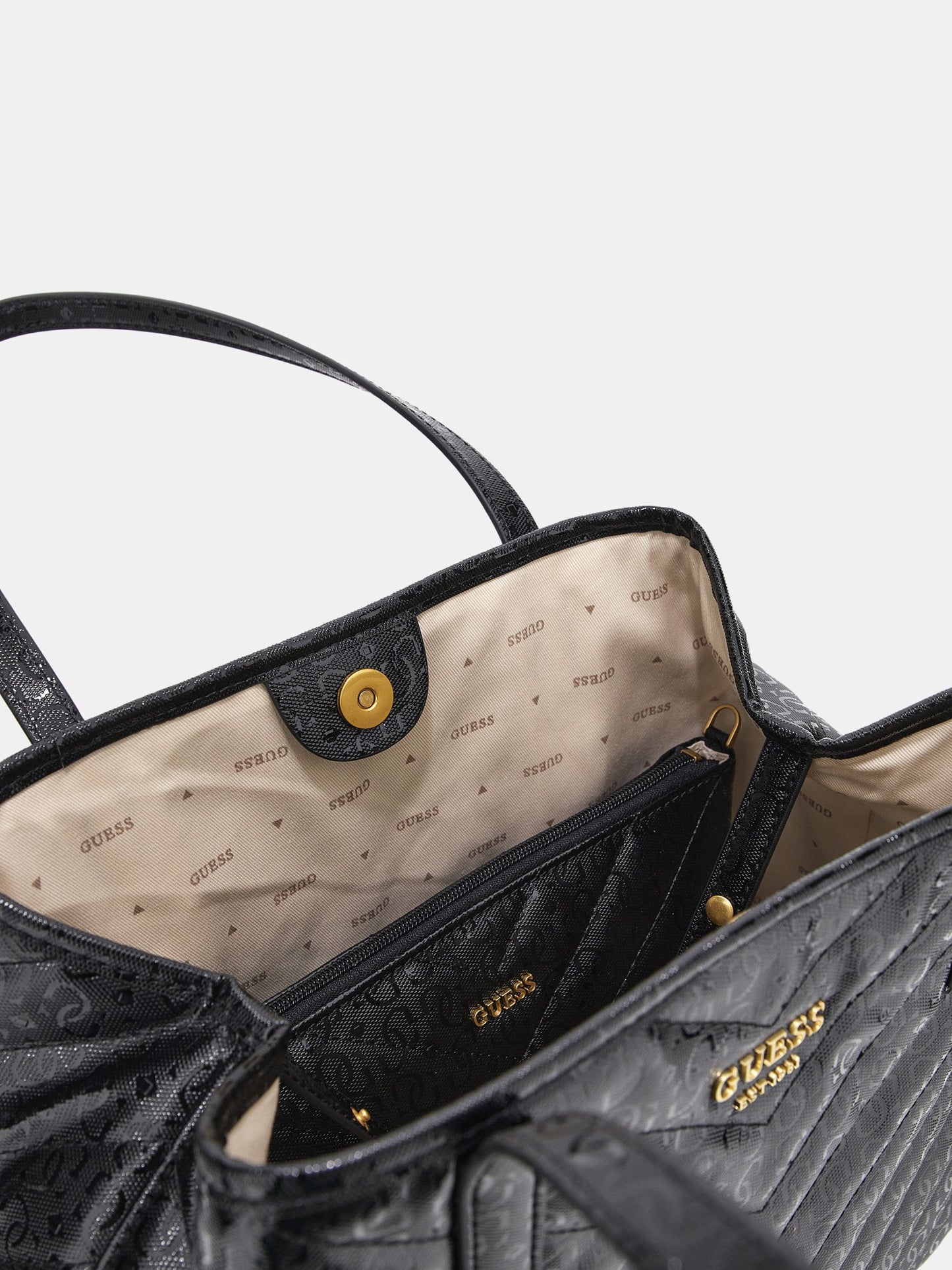 Vikky patent leather logo shopper