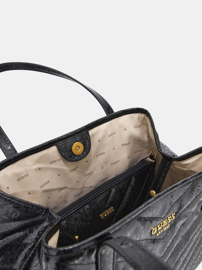 Vikky patent leather logo shopper