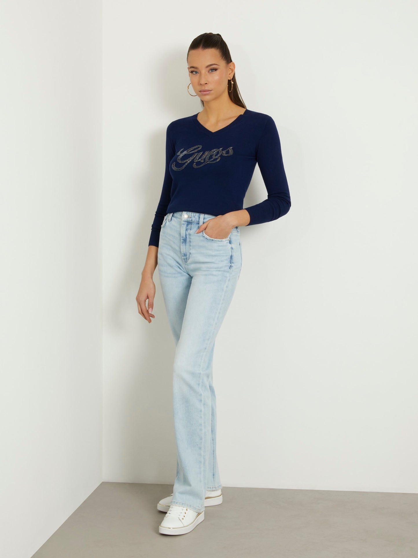 Rhinestones front logo sweater