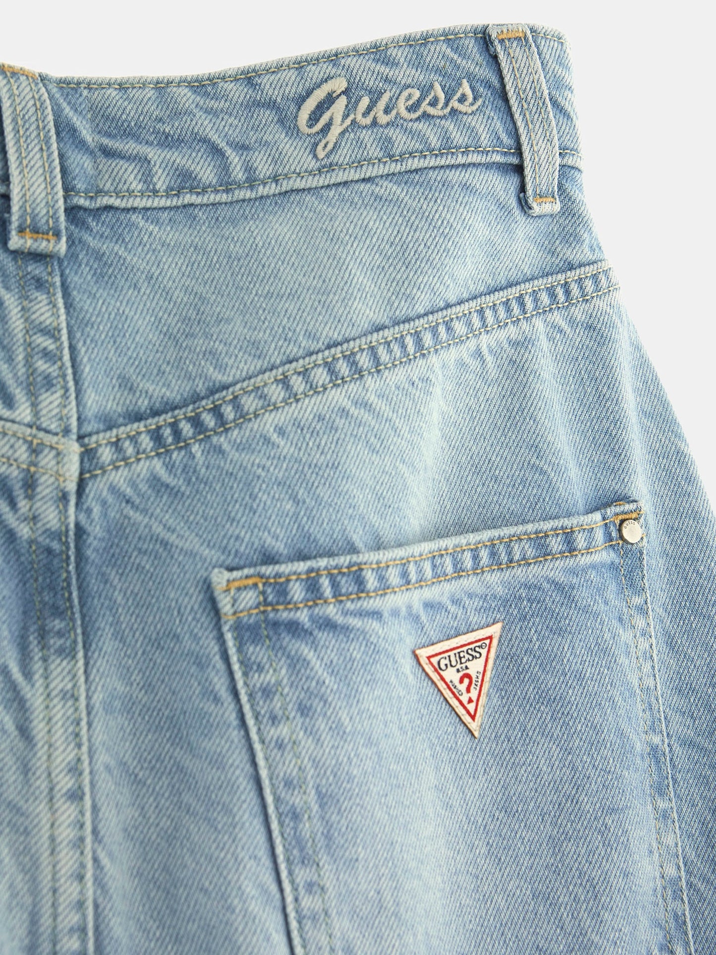 Back slit denim midi skirt