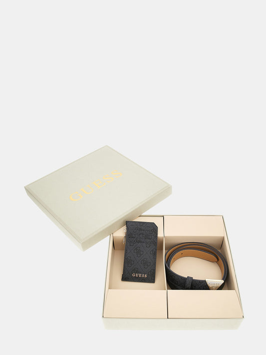 4G logo belt and card case box set