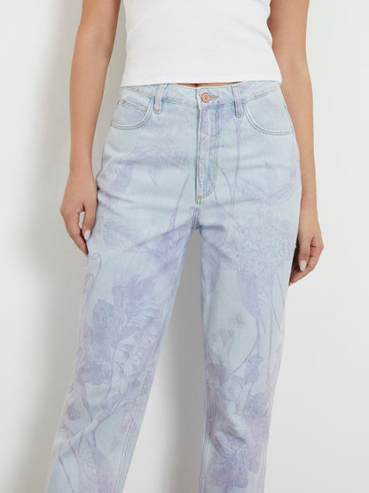 Printed mom denim pant