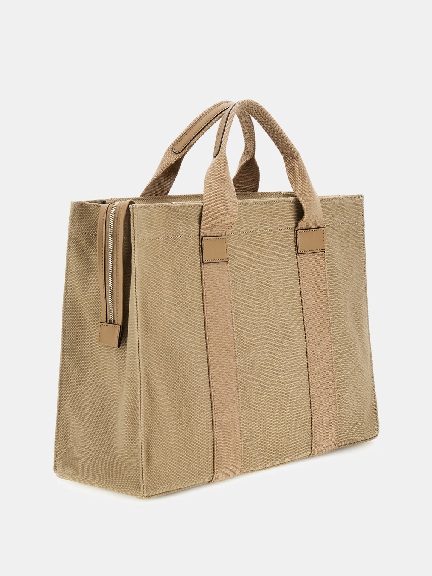 Canvas shopper with logo shoulder strap