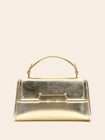 Iris laminated genuine leather handbag