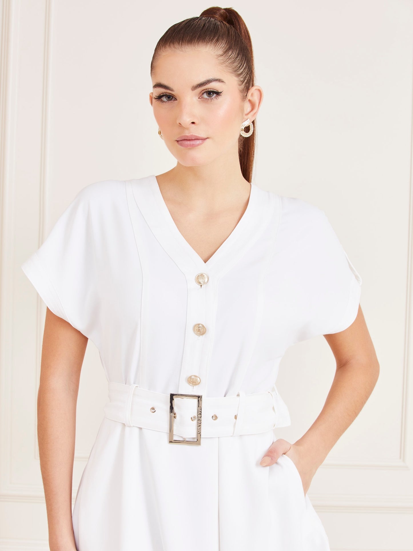 Marciano belted fit and flare mini dress_Women