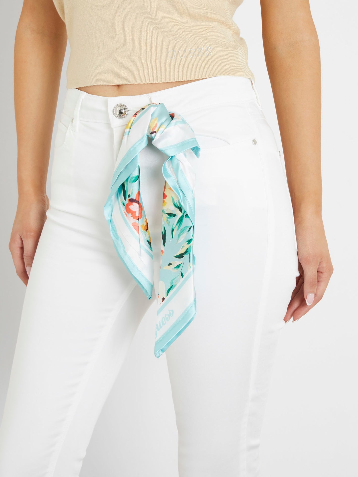 High rise skinny satin pant
