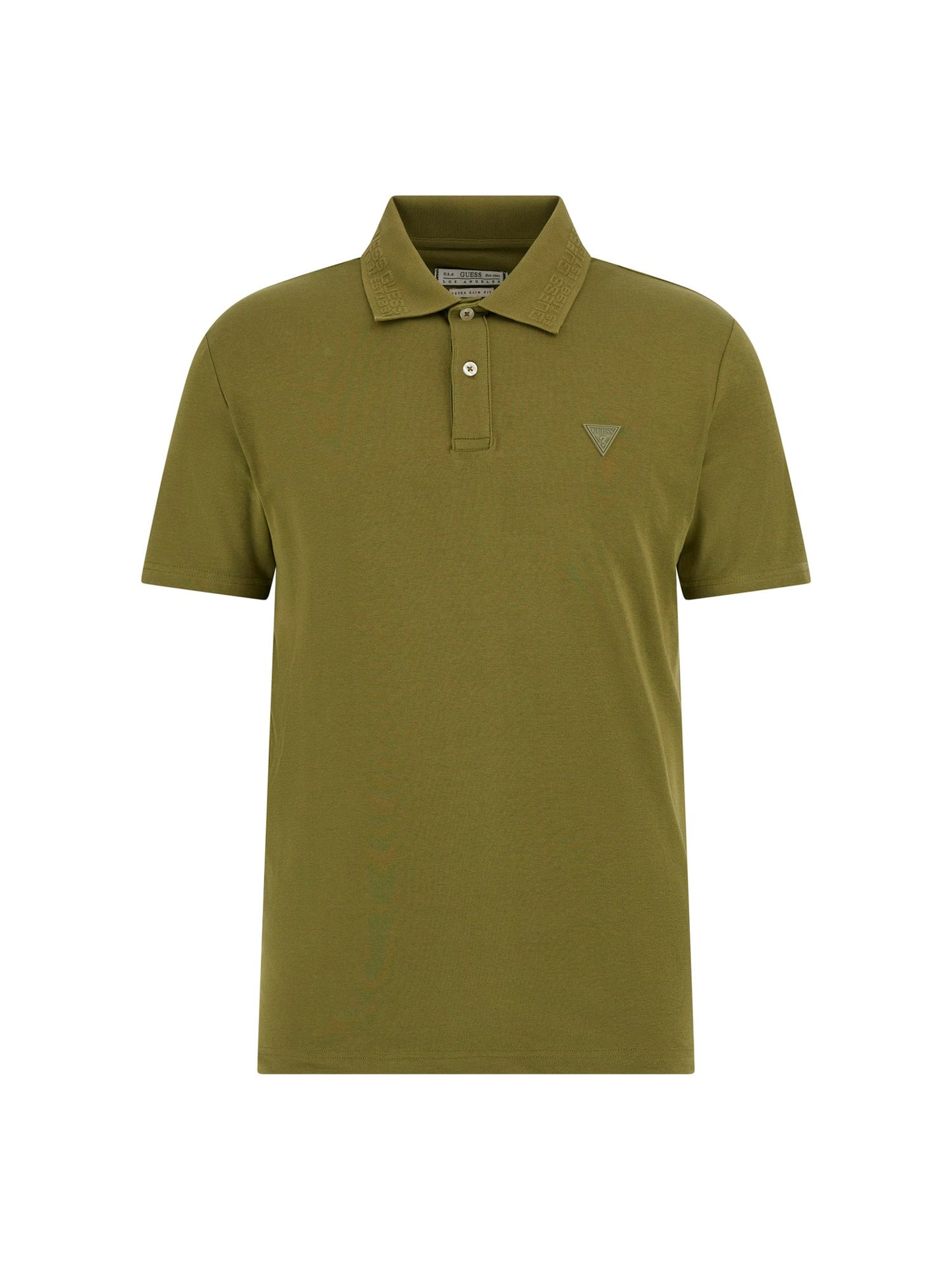 Embossed logo collar polo