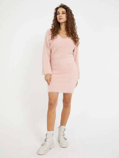 Fuzzy sweater midi dress
