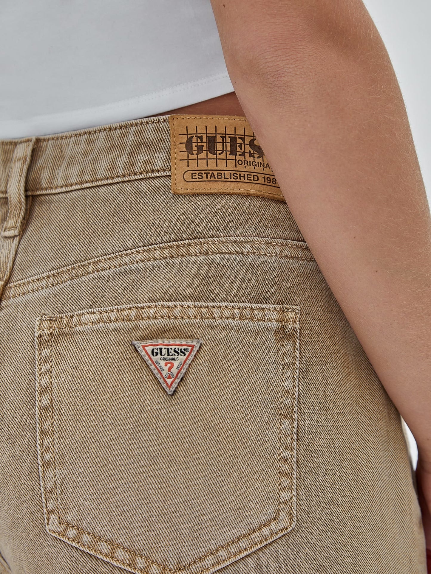 High rise cargo denim pant