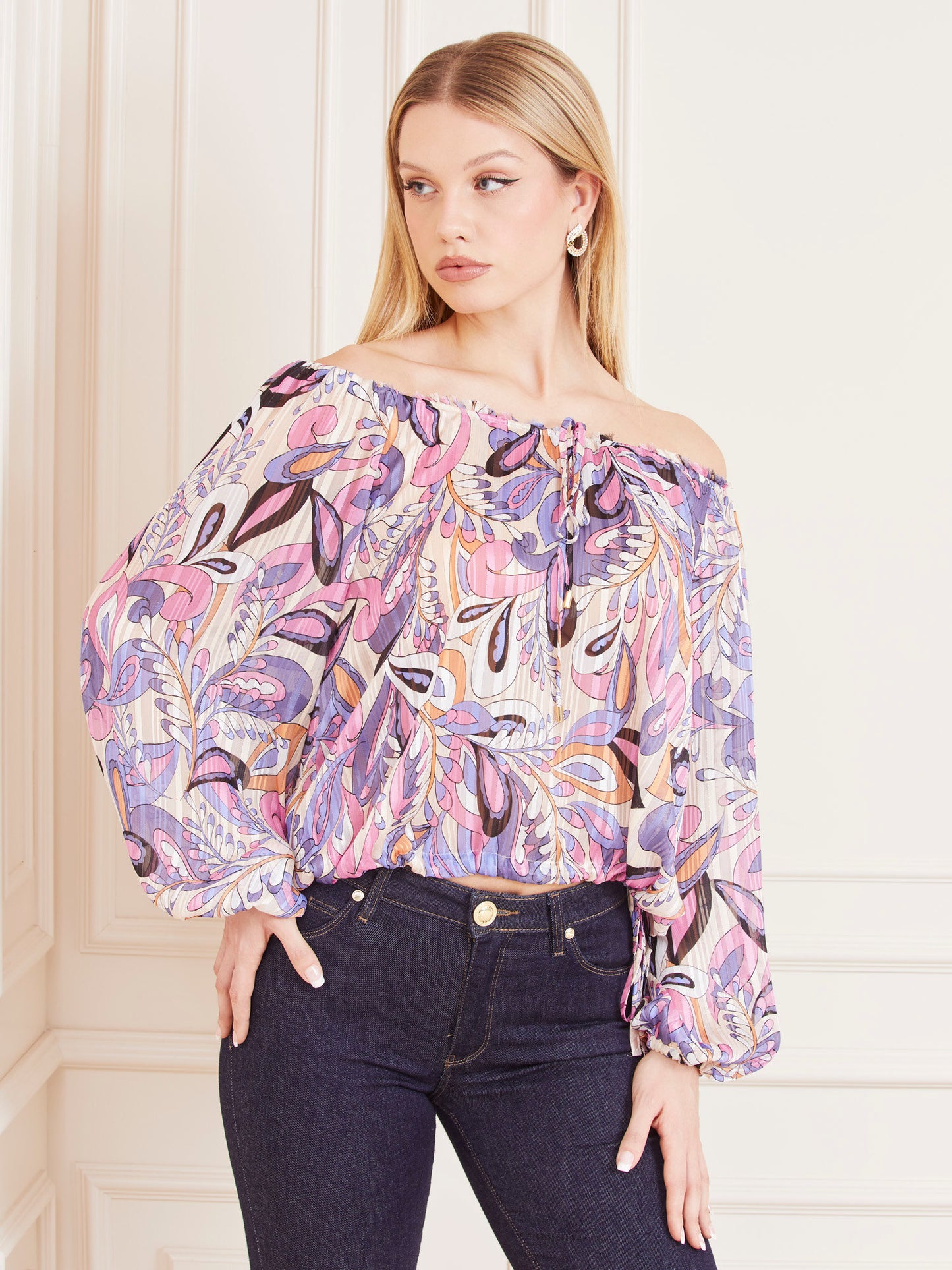 Marciano paisley lurex print blouse