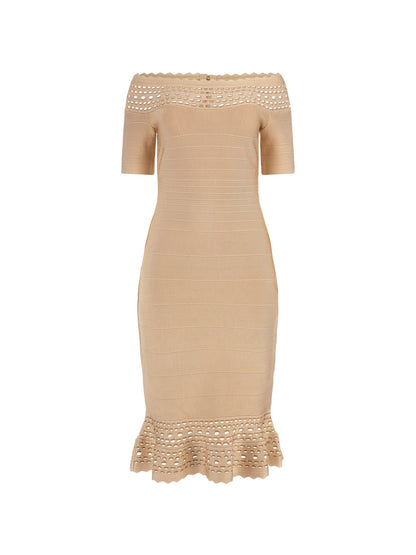 Off-shoulder mini sweater dress