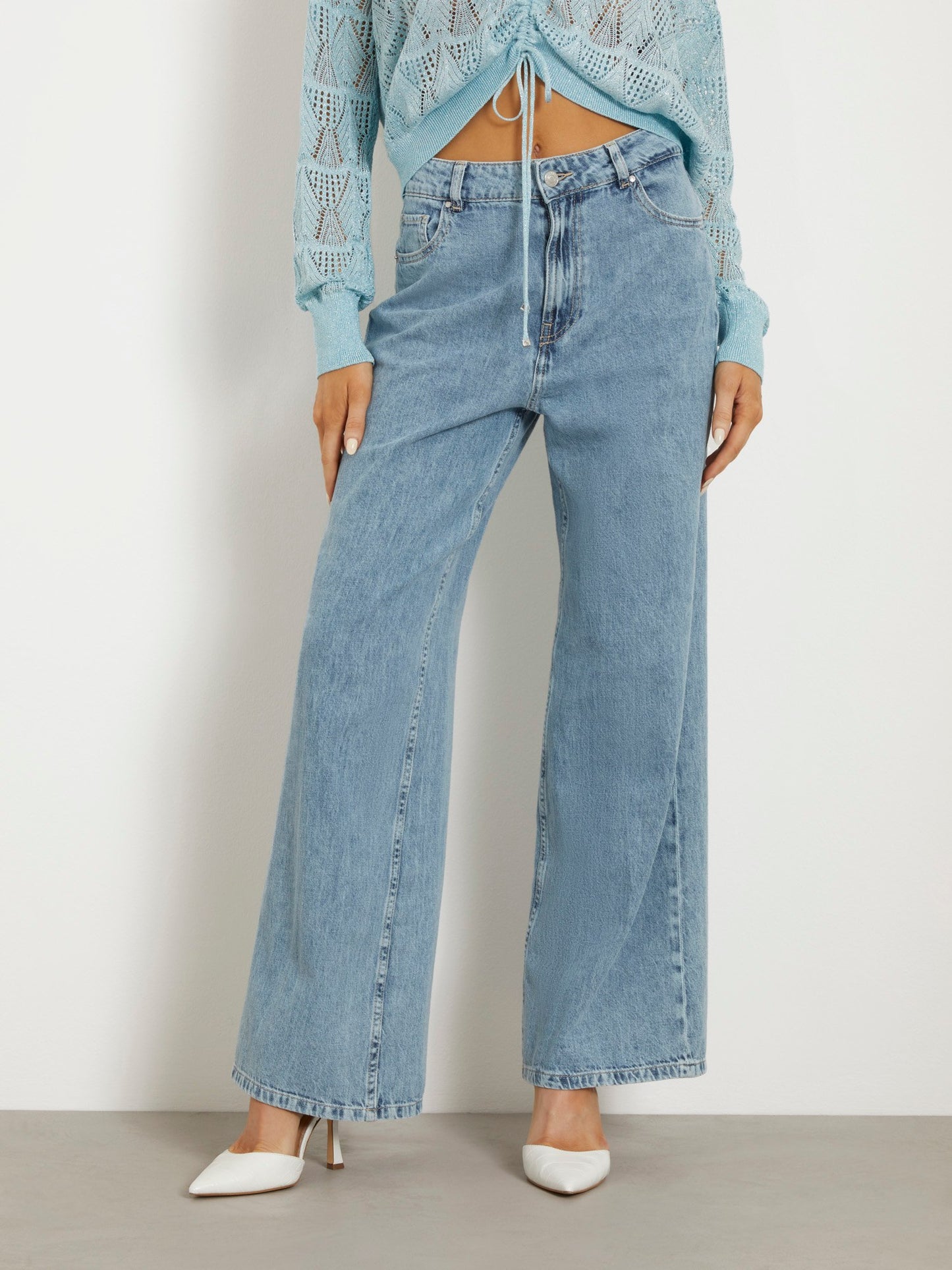 Wide leg denim pant