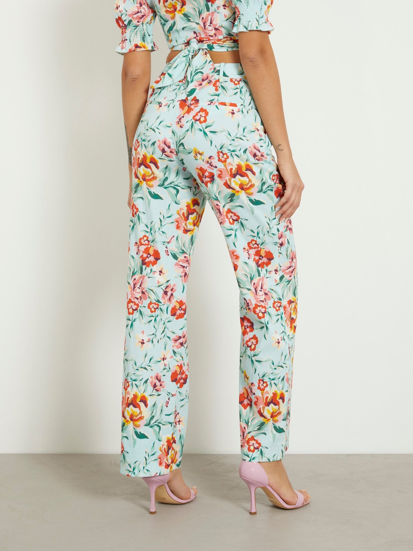 Floral print straight pant